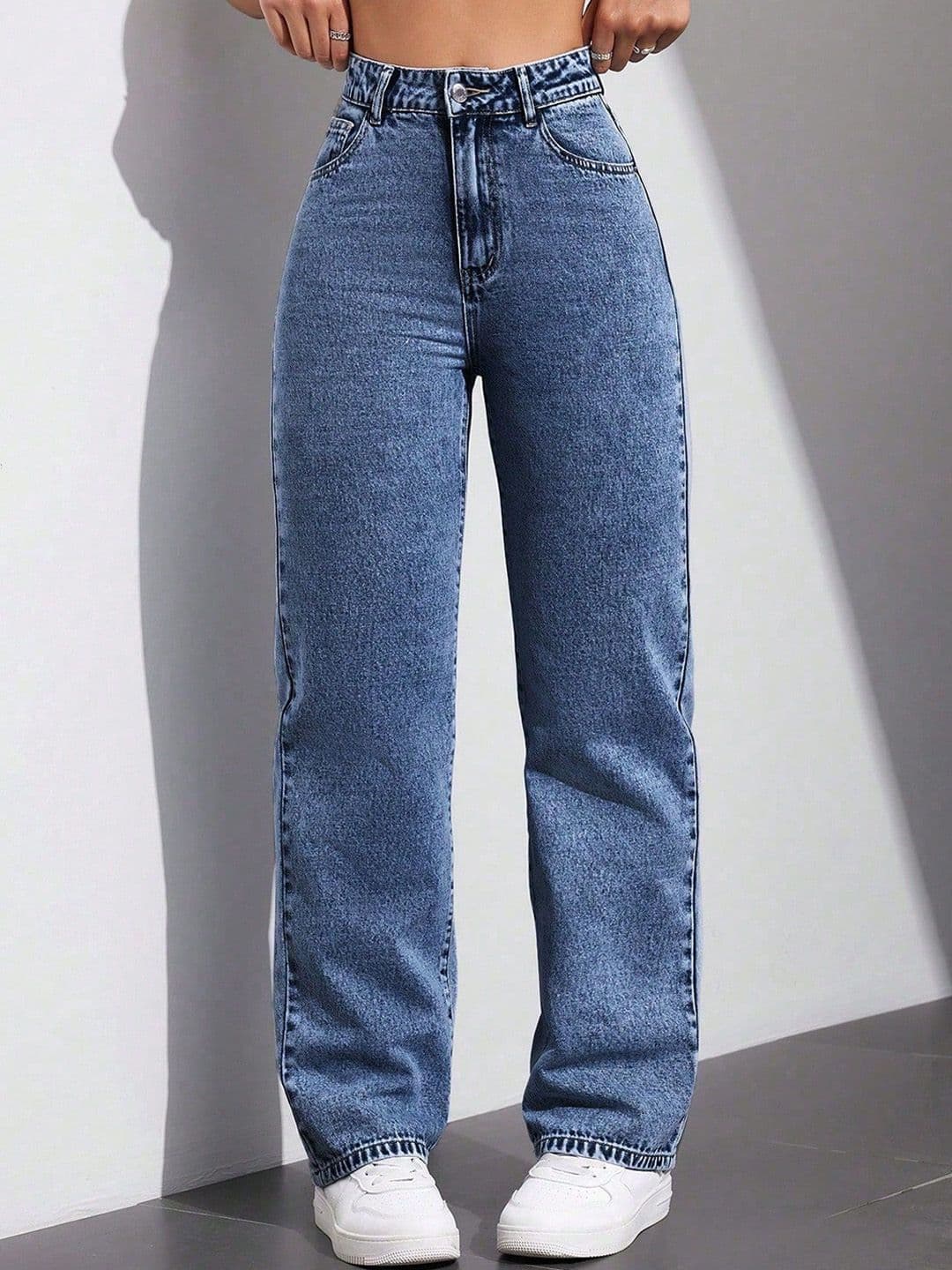 DressBerry Women Comfort Straight Fit High-Rise Light Fade Acid Wash Stretchable Jeans - view 1