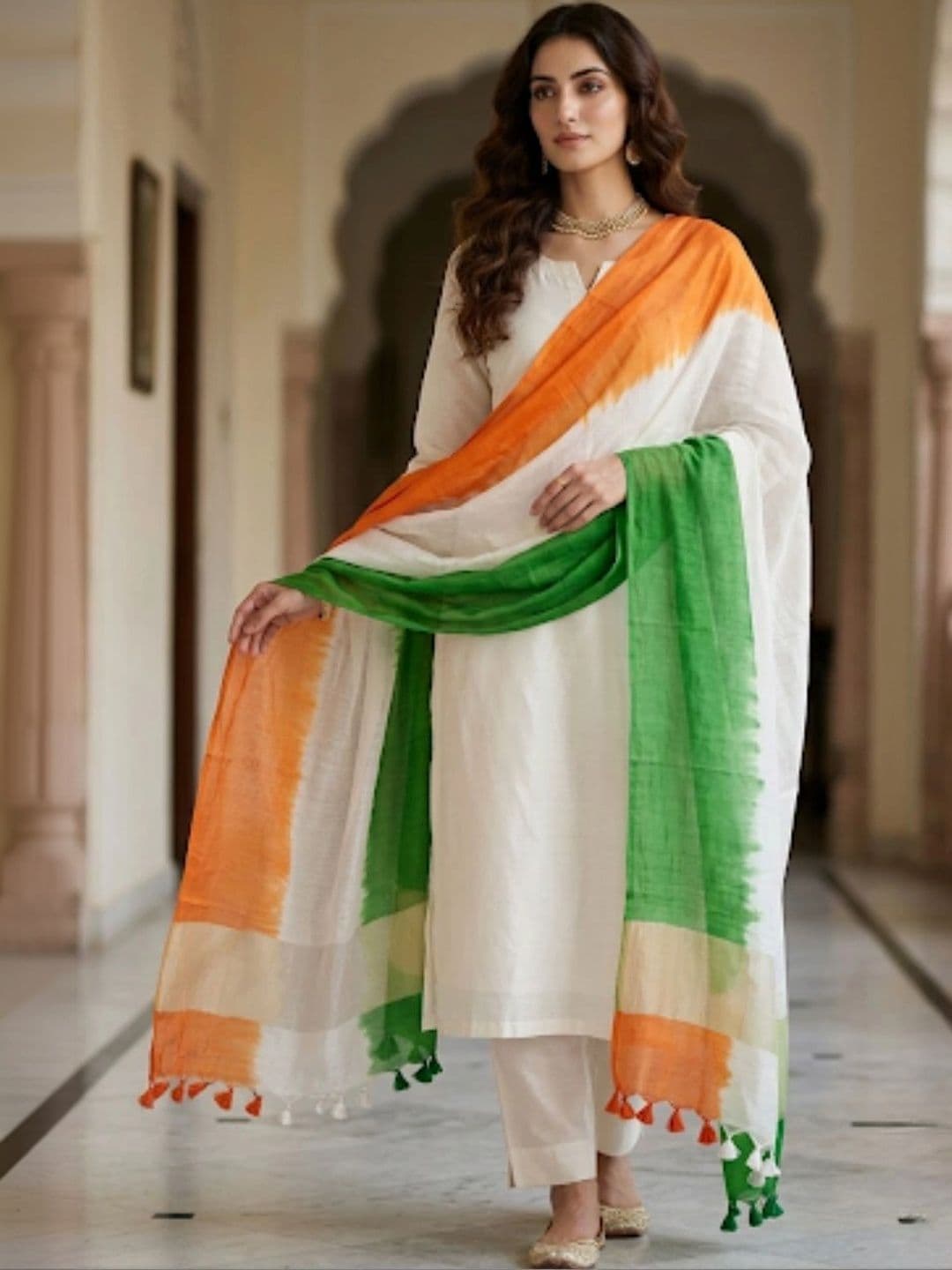 Dupatta Bazaar Colourblocked Dupatta - view 1