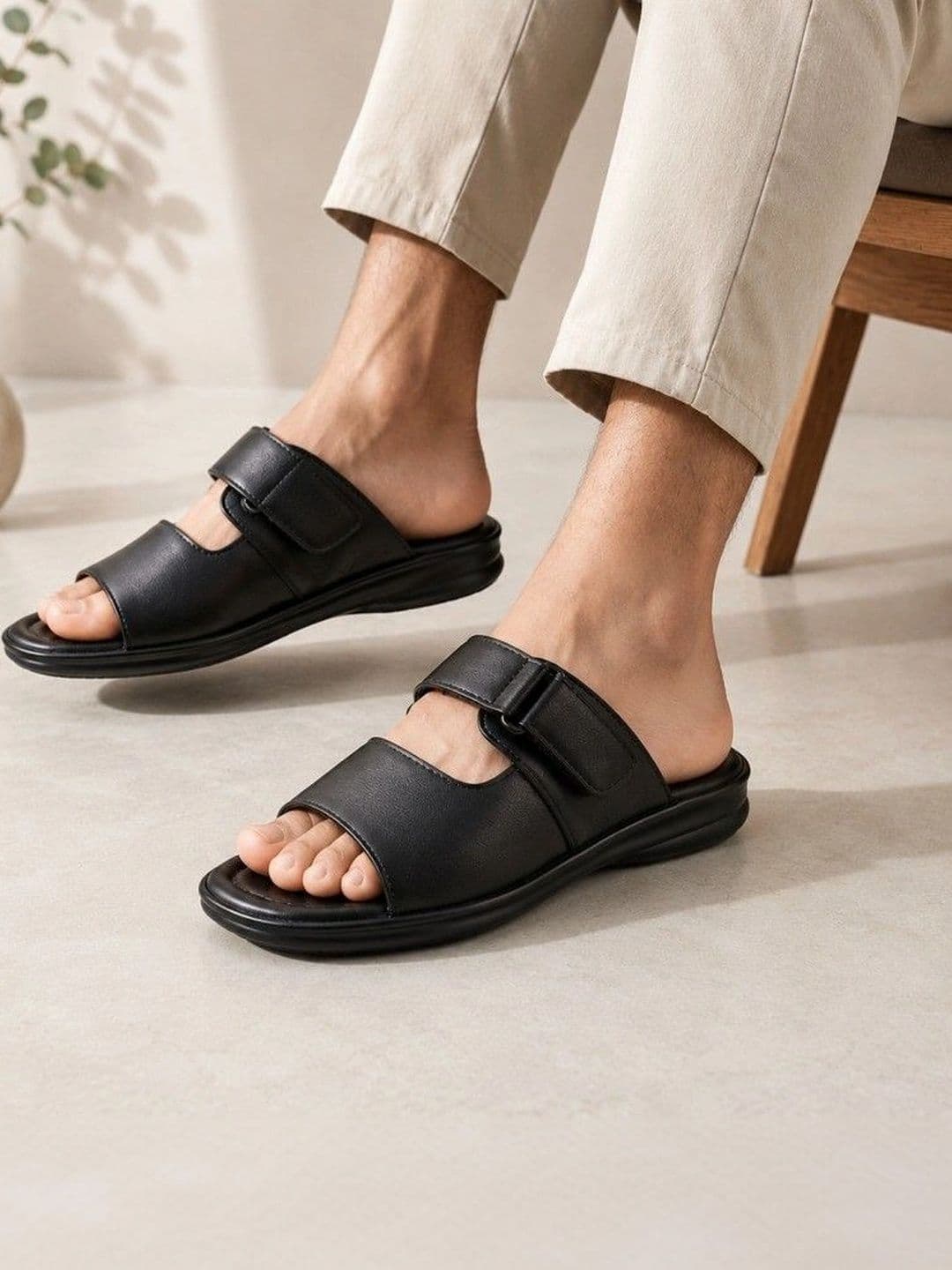 REAL BLISS FOOTWEAR Men Leather Slip-On Flip Flops - view 1