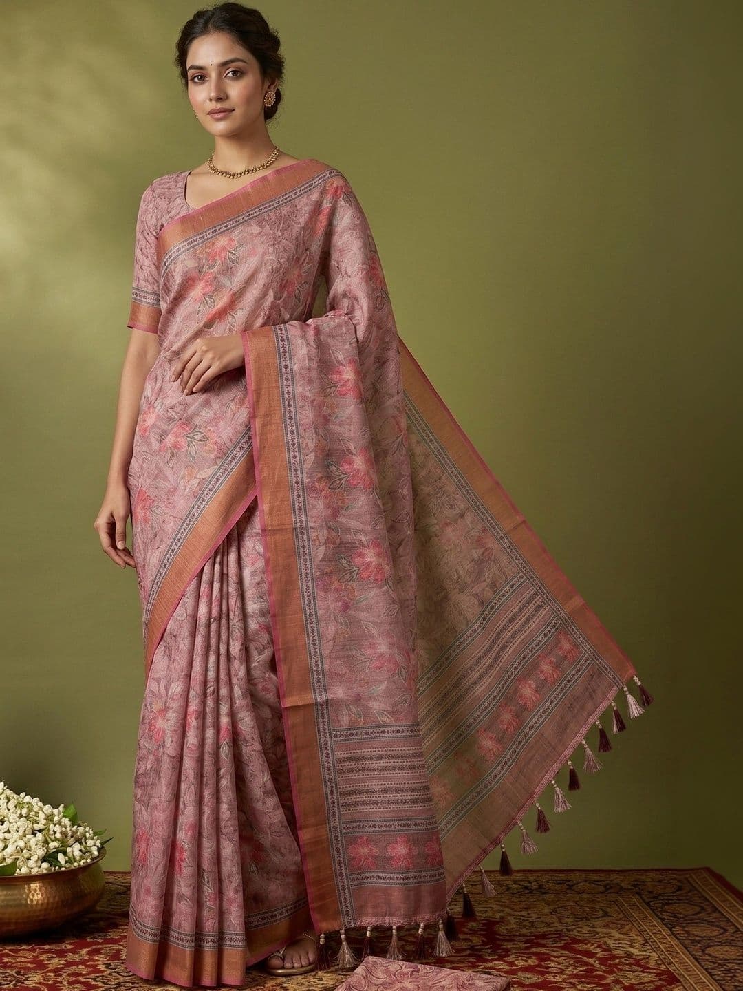 KALINI Floral Silk Blend Designer Saree - view 1