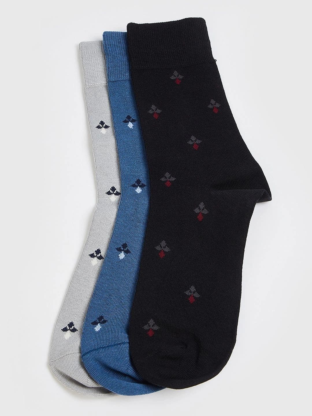 max Men Pack of 3 Cotton Blend Patterned Above Ankle Socks - view 1