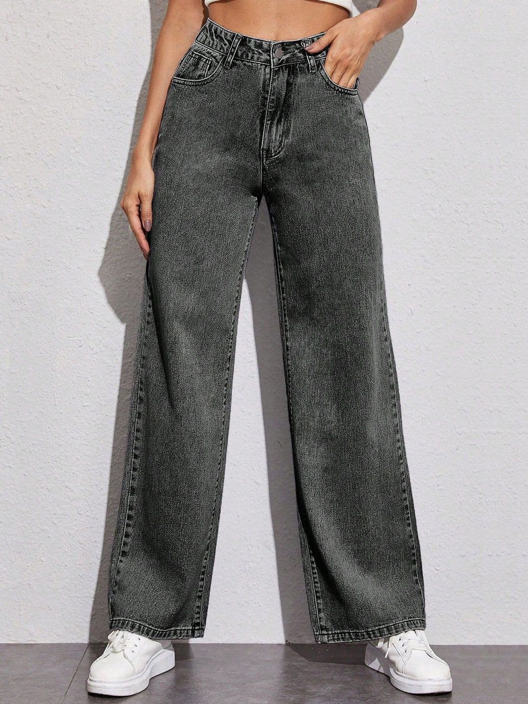 DressBerry Women Comfort Straight Fit High-Rise Light Fade Acid Wash Stretchable Jeans - view 1