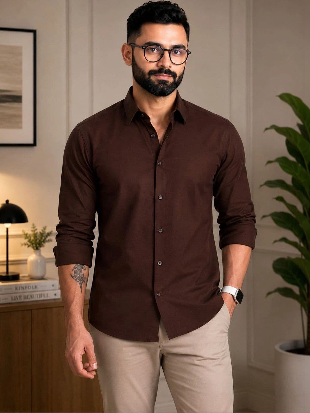 THE BIG ATTIRE Men Cotton Spread-Collar Shirt - view 1