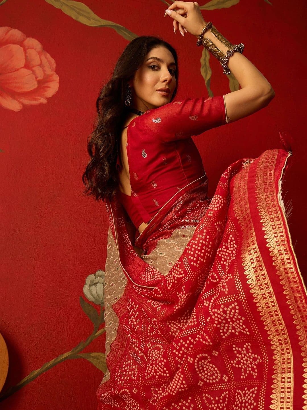 Sangria Bandhani Zari Poly Georgette Bandhani Saree - view 1