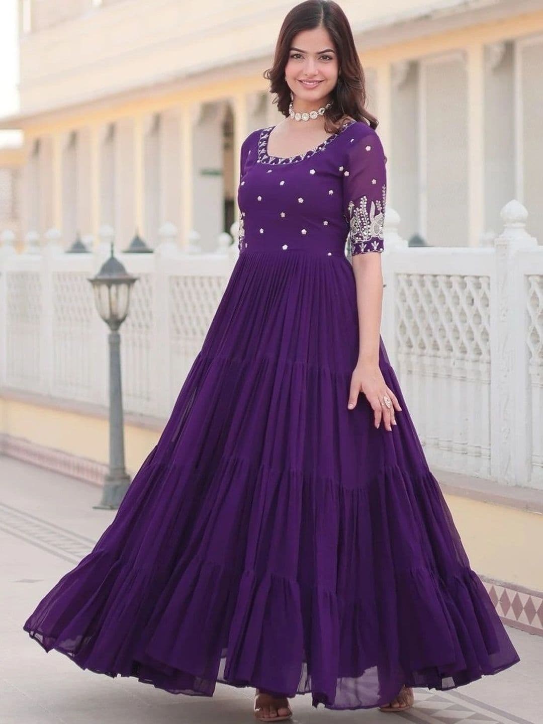 NAVYAAZRI Embellished Round Neck Gown Ethnic Dresses - view 1