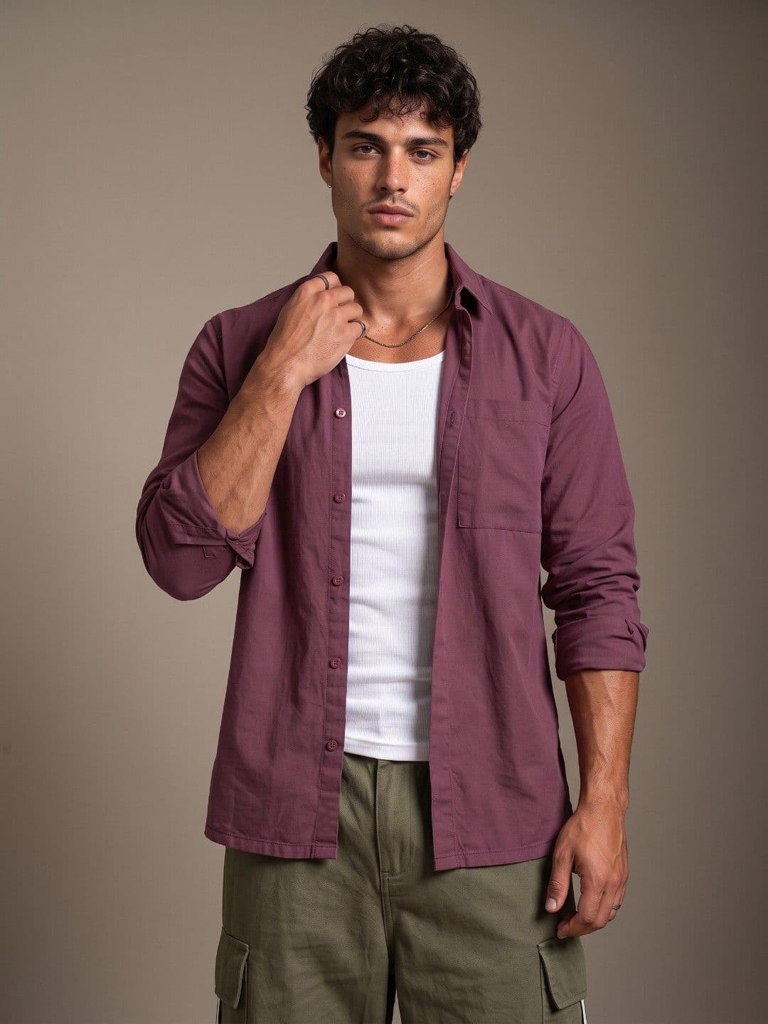 glitchez Snap Button Placket Spread Collar Casual Shirt - view 1