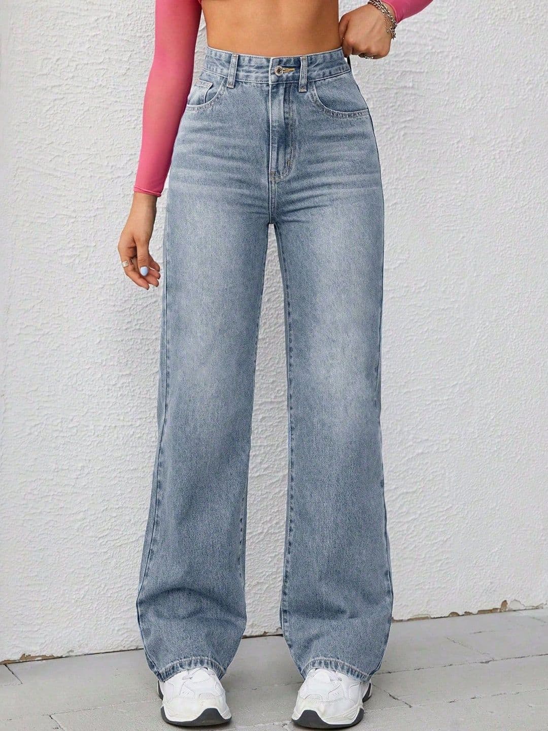 DressBerry Women Straight Fit High-Rise Light Fade Bleached Stretchable Jeans - view 1