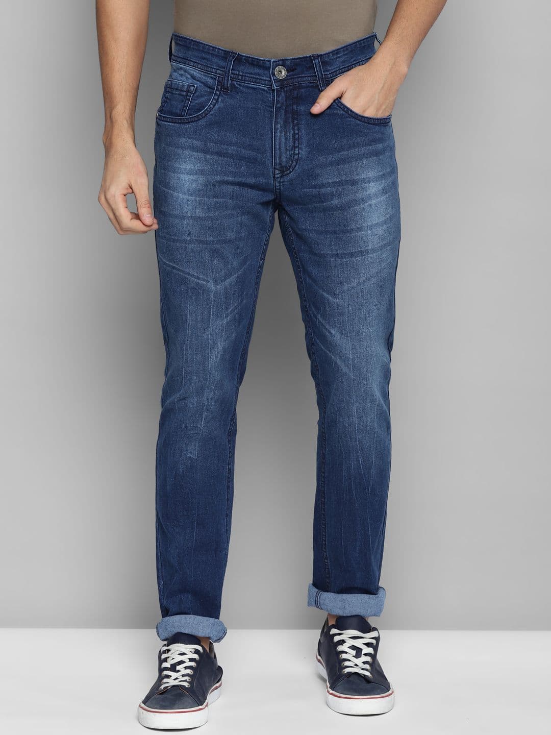 Allen Cooper Men Regular Fit Heavy Fade Stretchable Casual Clean Look Cotton Jeans - view 1