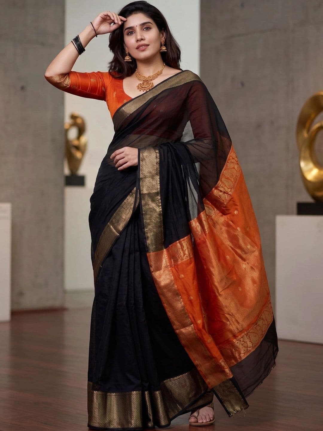 AJ FASHION PLUS Woven Design Zari Art Silk Banarasi Saree - view 1