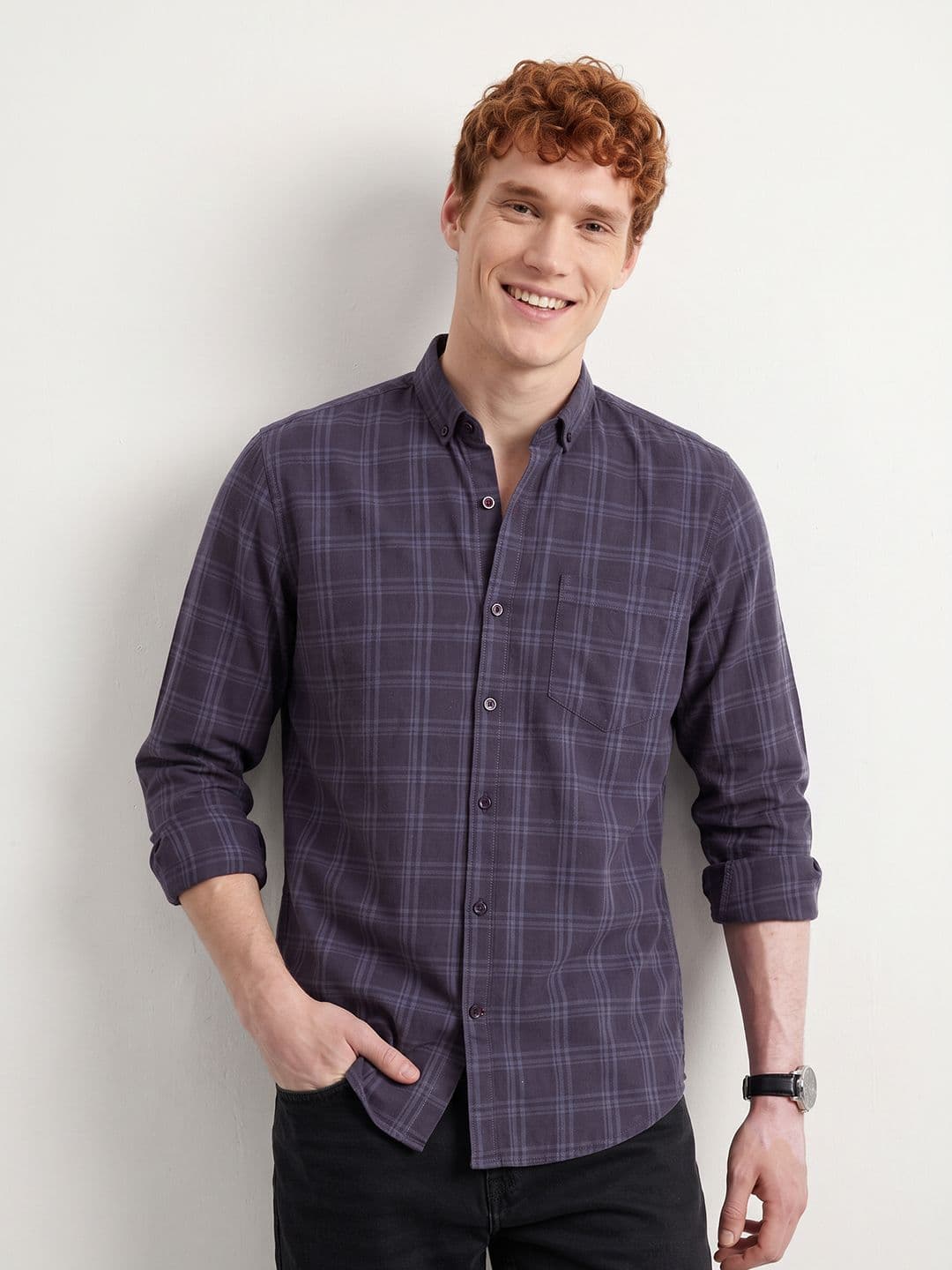 Mast & Harbour Checked Cotton Linen Casual Shirt - view 1