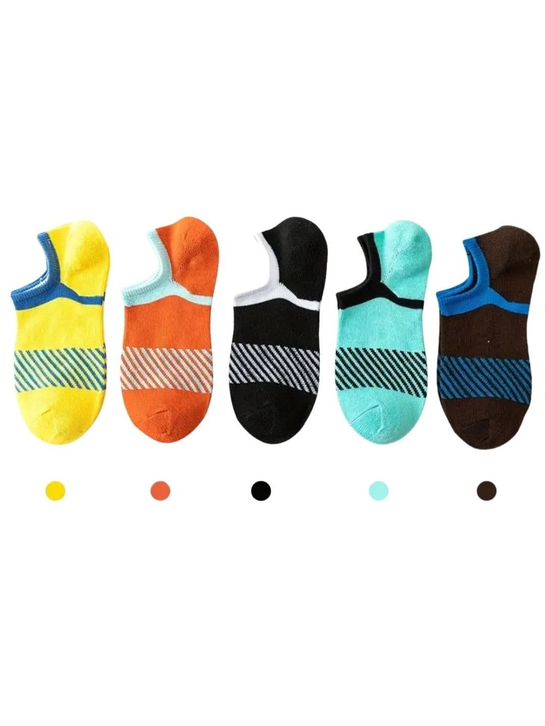 Moda Rapido Men Pack of 5 Cotton Blend Striped Shoe Liners Socks - view 1