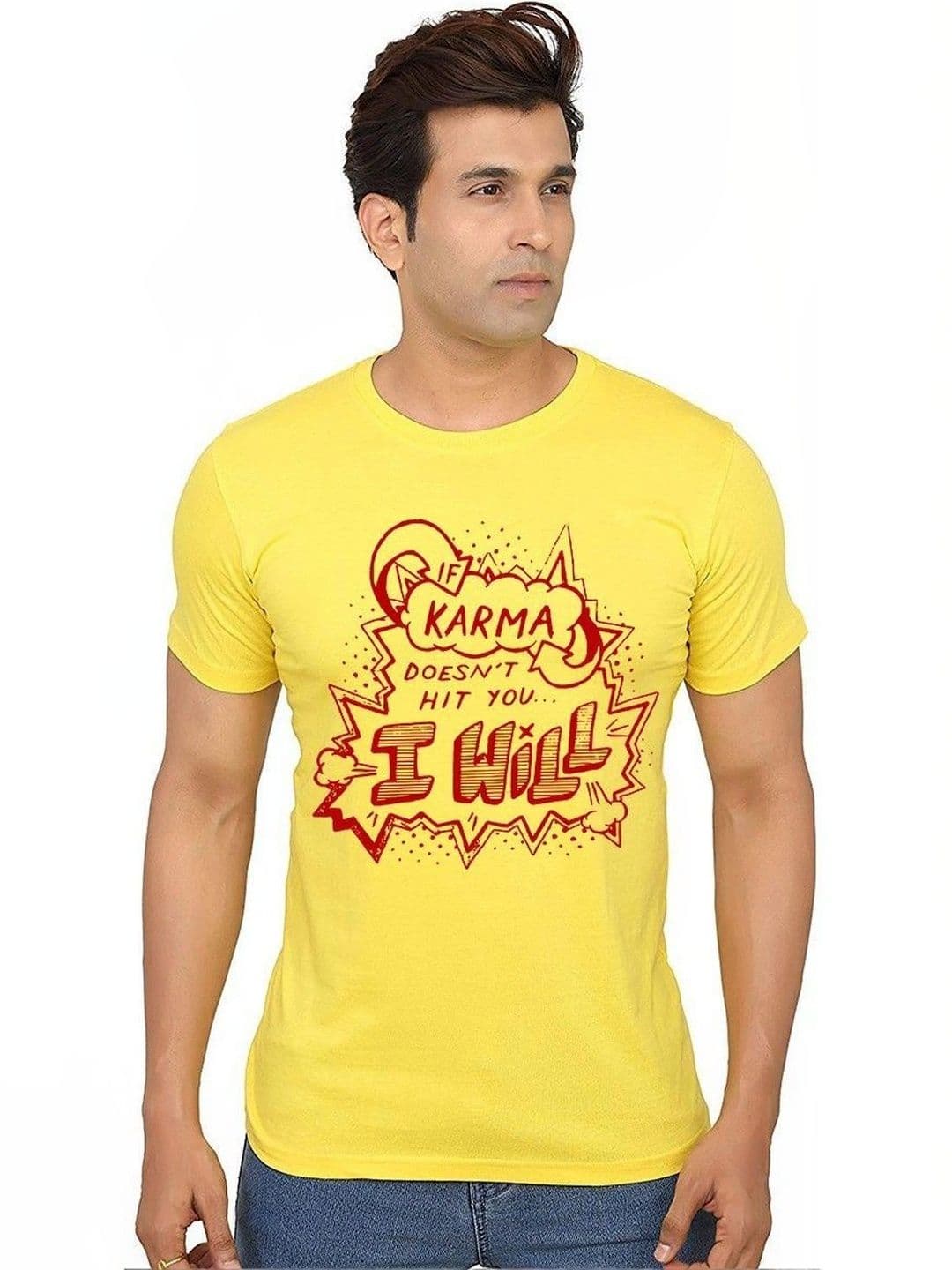 Aseria Men Graphic Printed Round Neck Short Sleeves Cotton T-shirt - view 1