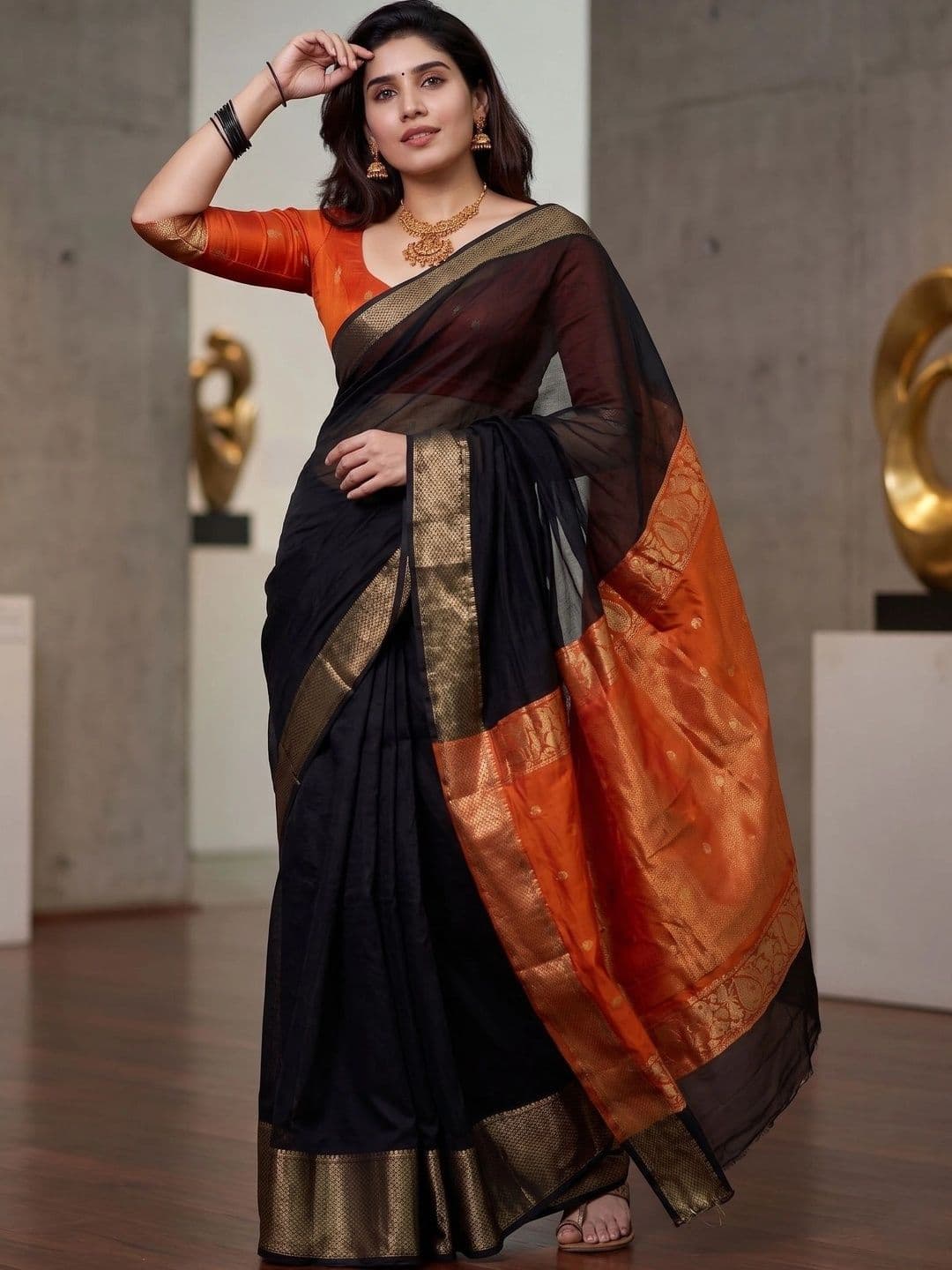 Zankhi Hosiery Woven Design Zari Art Silk Banarasi Saree - view 1