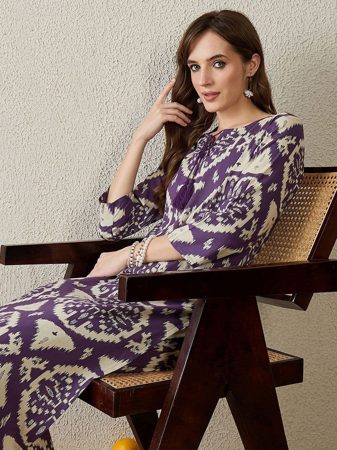 BKApparels Women Ethnic Motifs Printed Regular Pure Cotton Kurta with Trousers - view 1