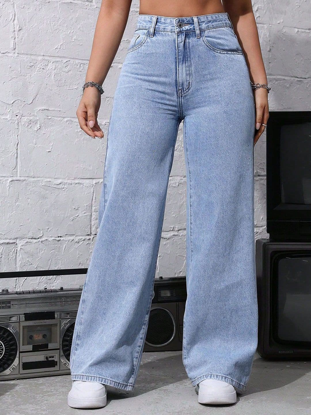DressBerry Women Comfort Straight Fit High-Rise Acid Wash Light Fade Stretchable Jeans - view 1