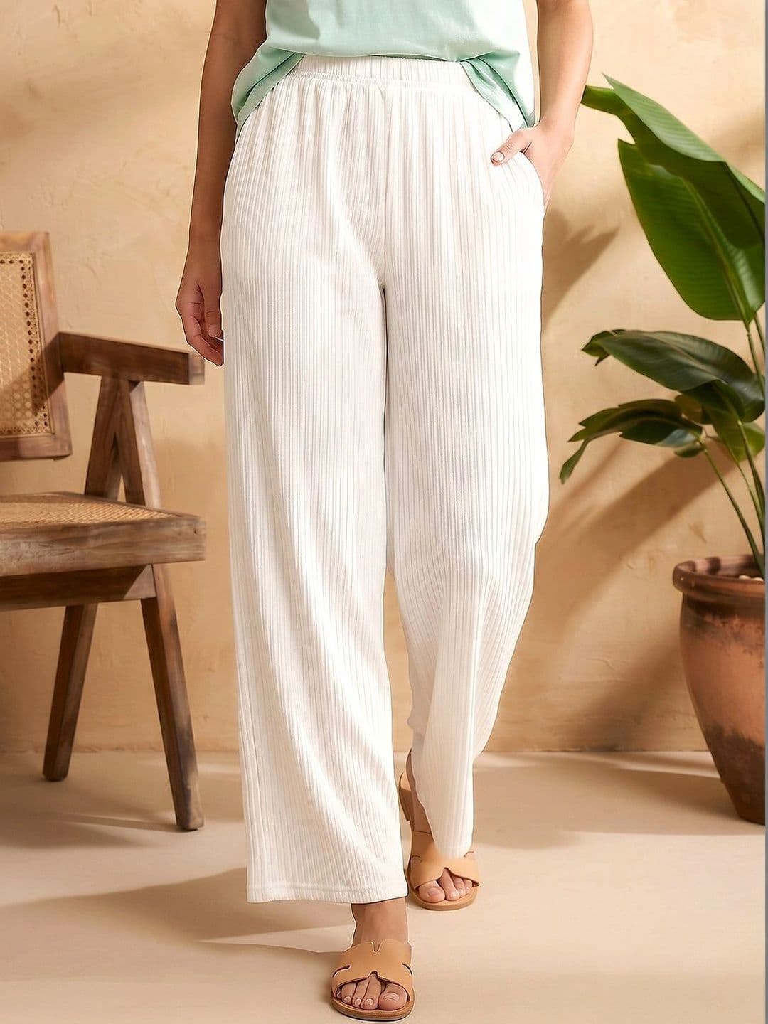 VS MALL Women Knitted Palazzos - view 1