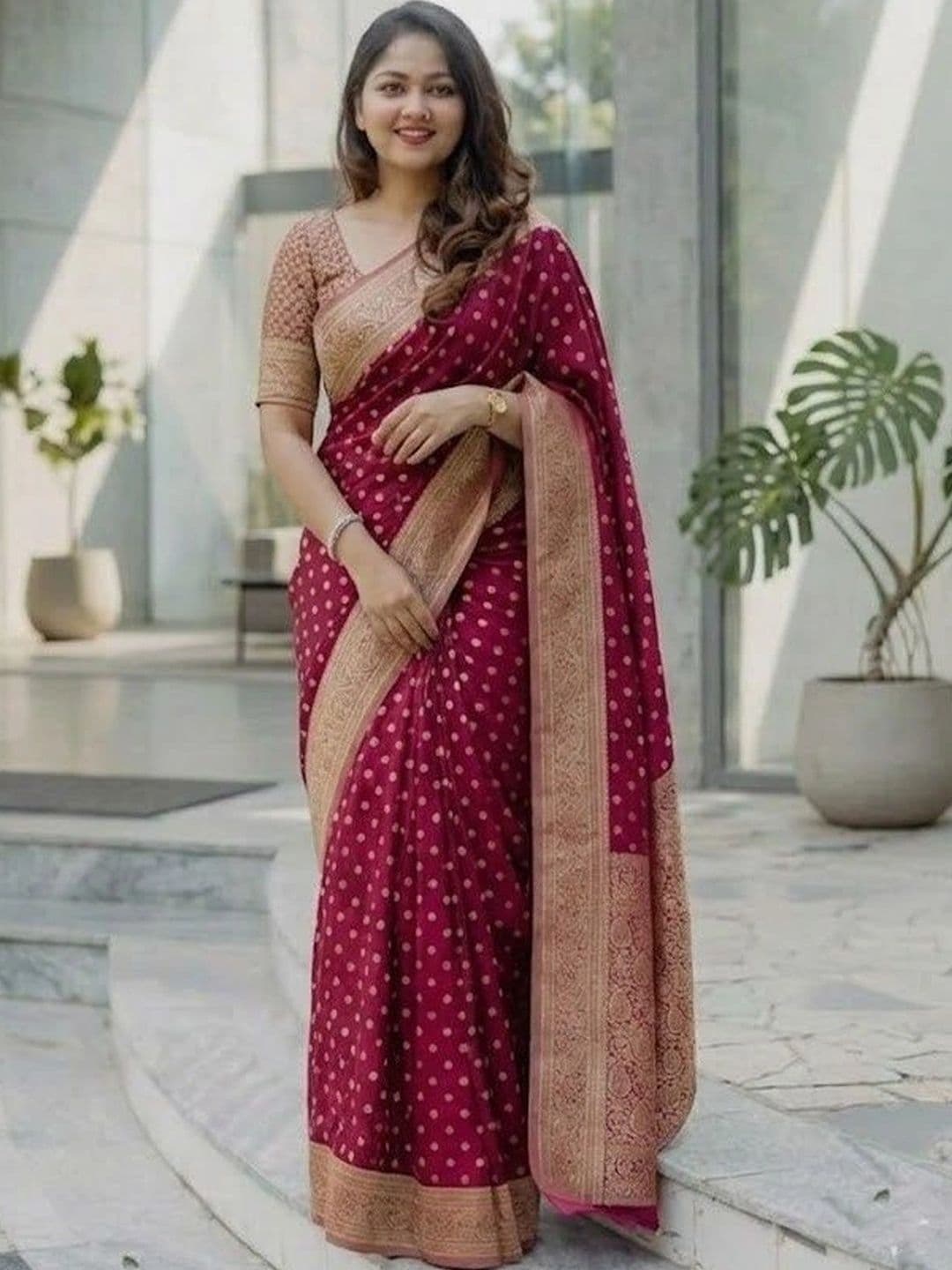 AJ FASHION PLUS Woven Design Zari Art Silk Banarasi Saree - view 1