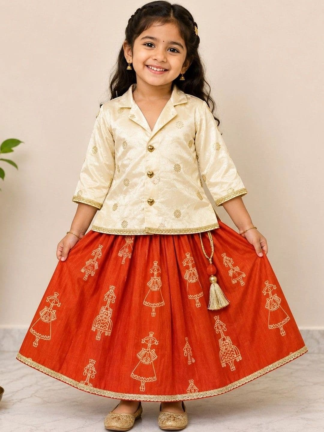 BAATCHEET Girls Embroidered Ready to Wear Lehenga & - view 1