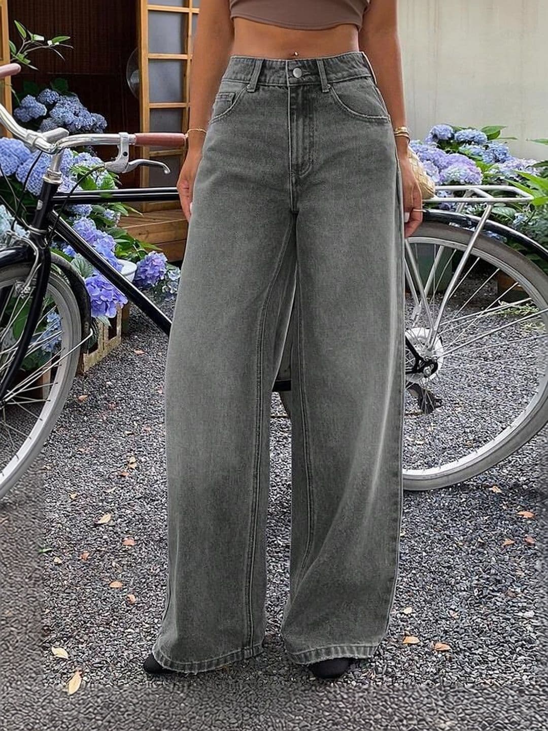 DressBerry Women Comfort Wide Leg High-Rise Light Fade Acid Wash Stretchable Jeans - view 1