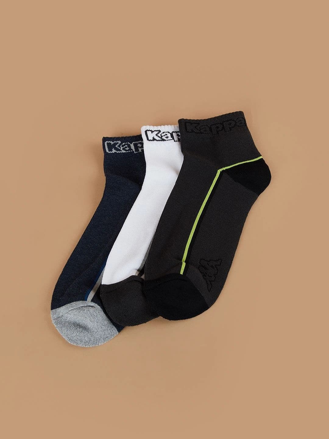 Kappa Men Pack of 3 Cotton Blend Colourblocked Ankle Length Socks - view 1