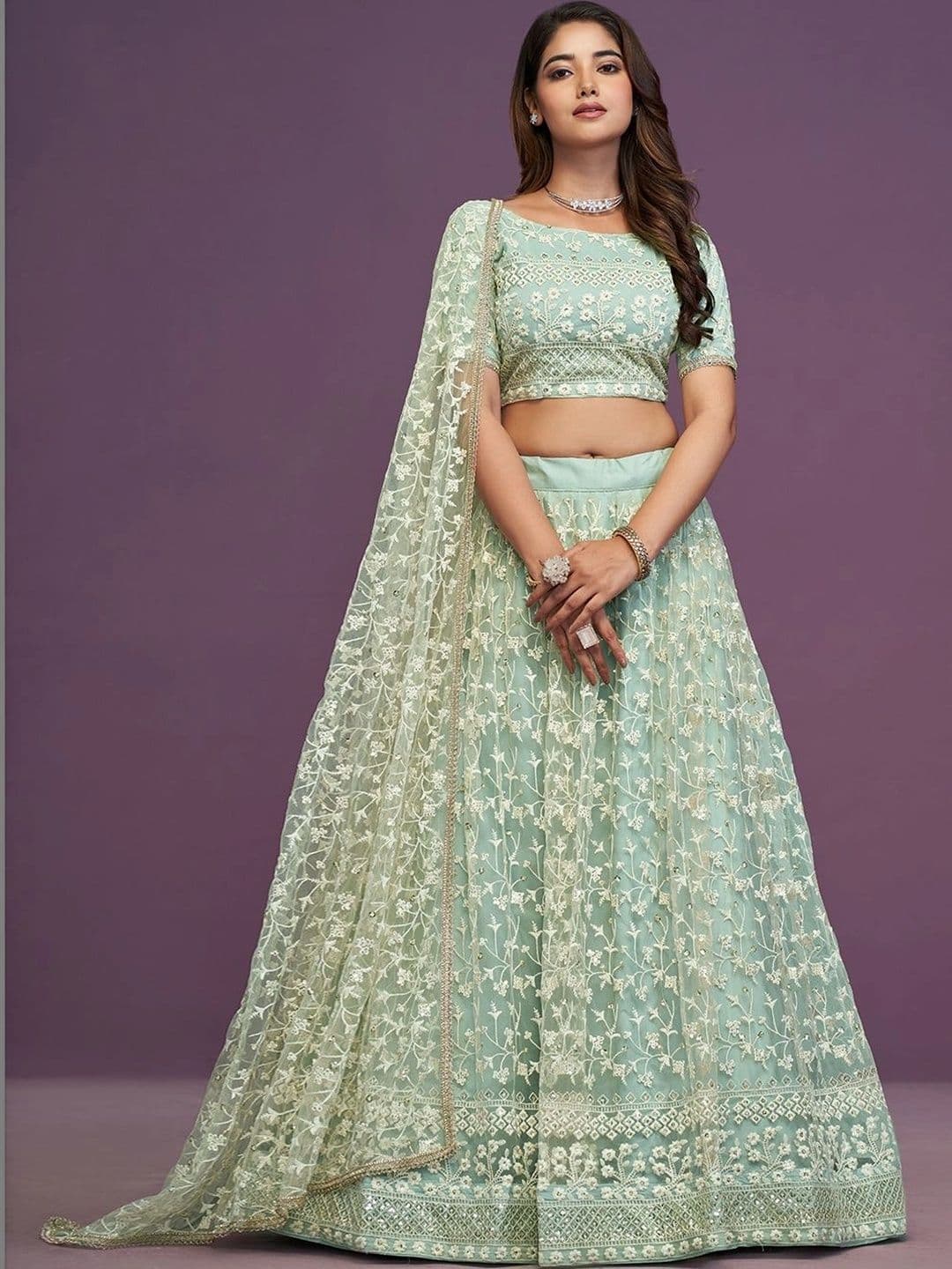 House of Pataudi Embroidered Semi-Stitched Lehenga & Unstitched Blouse With Dupatta - view 1