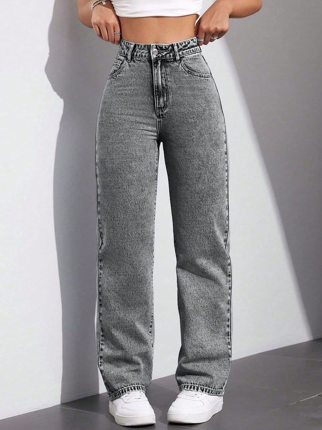 DressBerry Women Comfort Straight Fit High-Rise Light Fade Acid Wash Stretchable Jeans - view 1