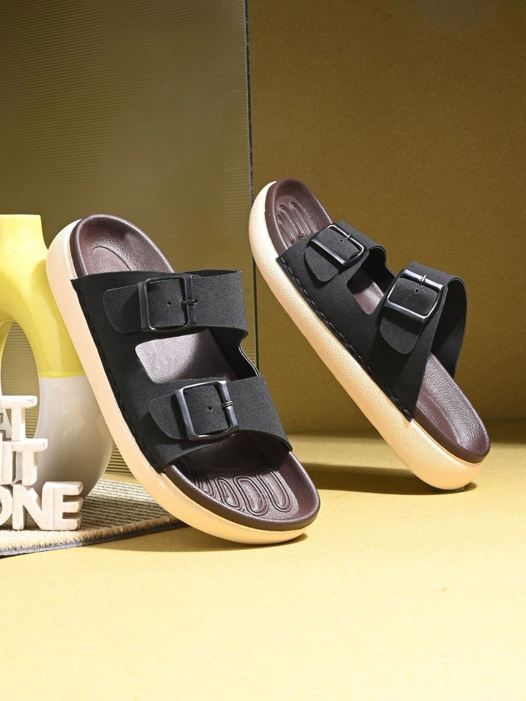 Azzaro Black Azzaro Cushioned Footbed Buckle Sliders - view 1