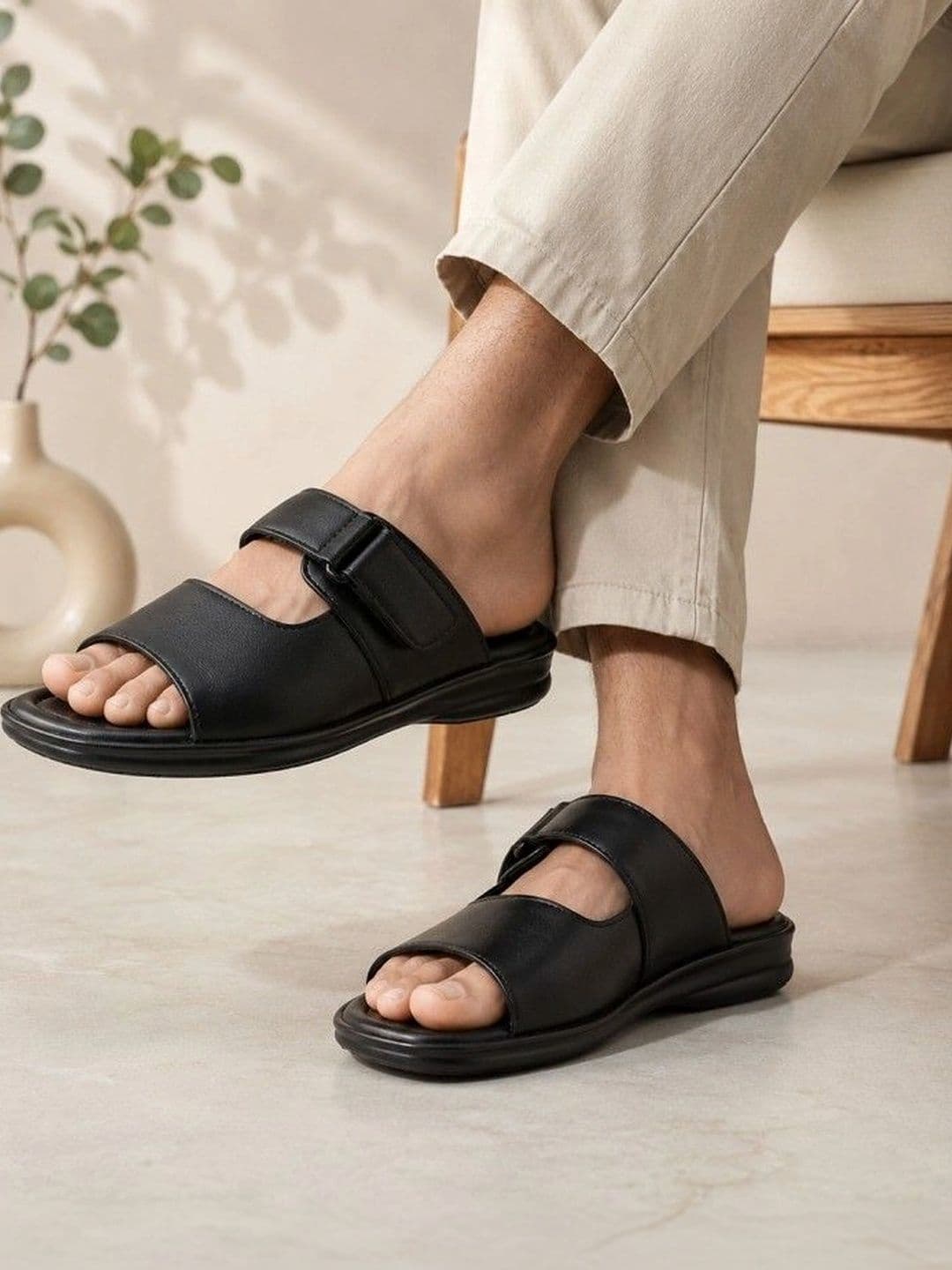 REAL BLISS FOOTWEAR Men Leather Slip-On Flip Flops - view 1