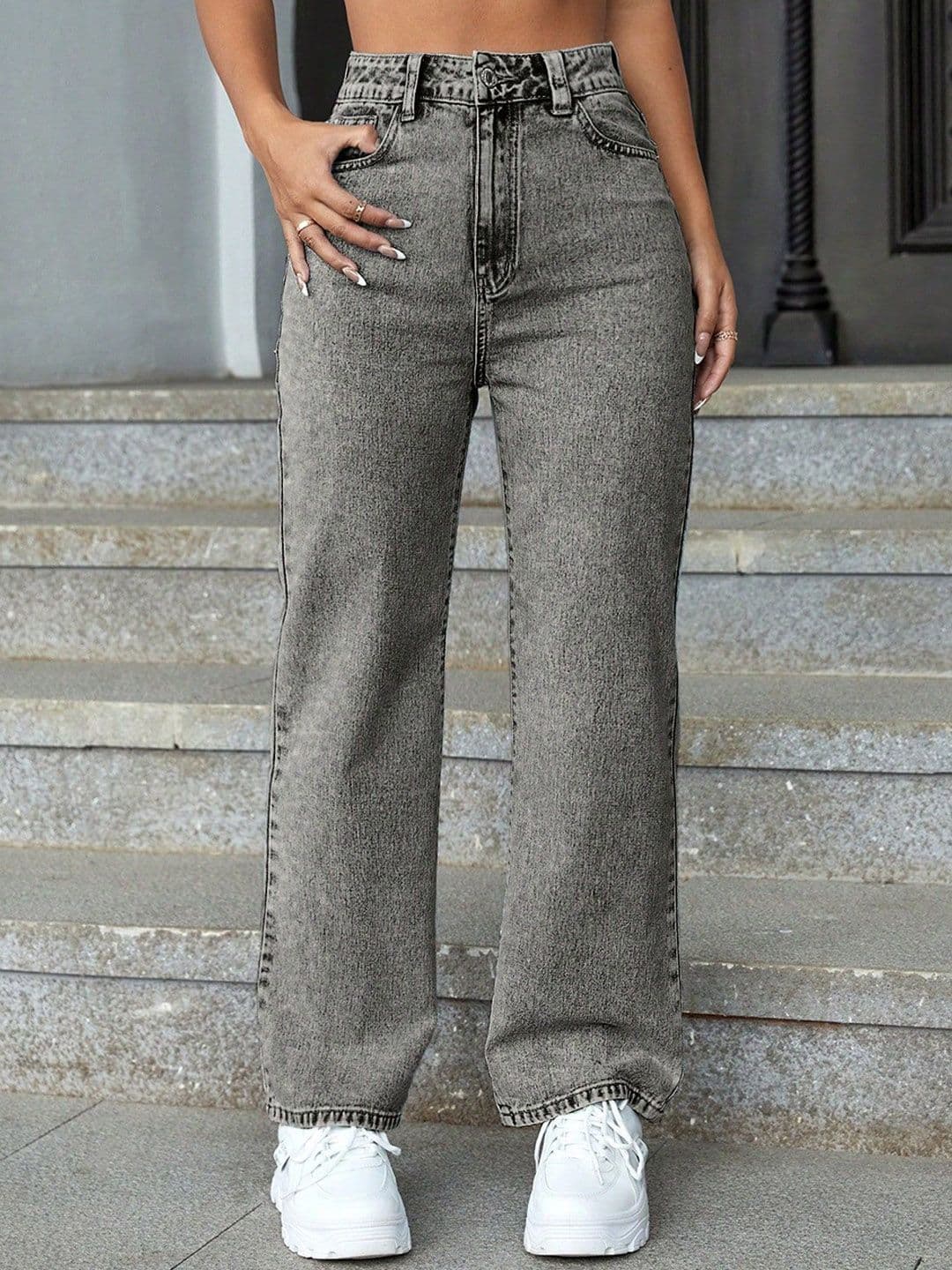 DressBerry Women Comfort Straight Fit High-Rise Light Fade Acid Wash Stretchable Jeans - view 1