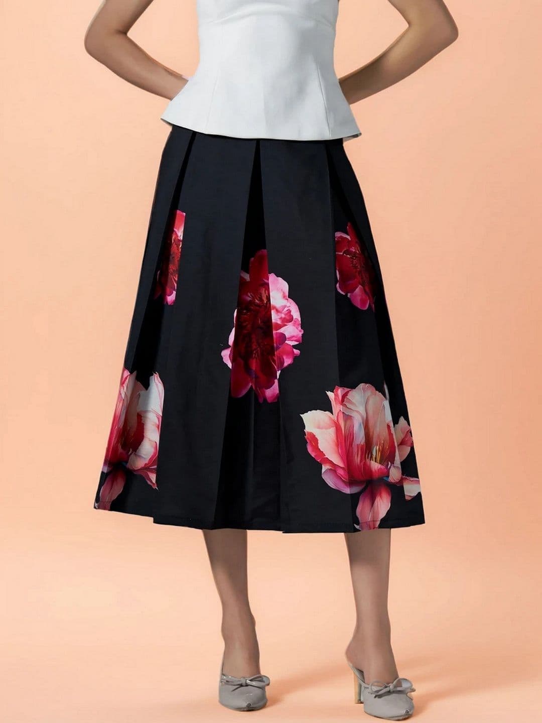 DressBerry Printed Cotton Midi A-Line Skirts - view 1