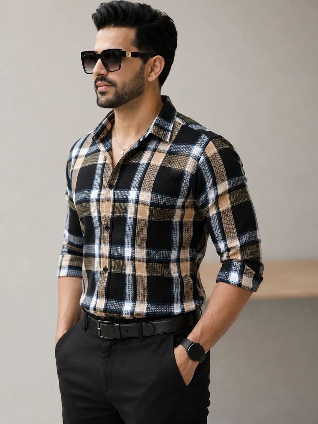 TUSHREE BOUTIQUE Men Classic Checked Casual Shirt - view 1