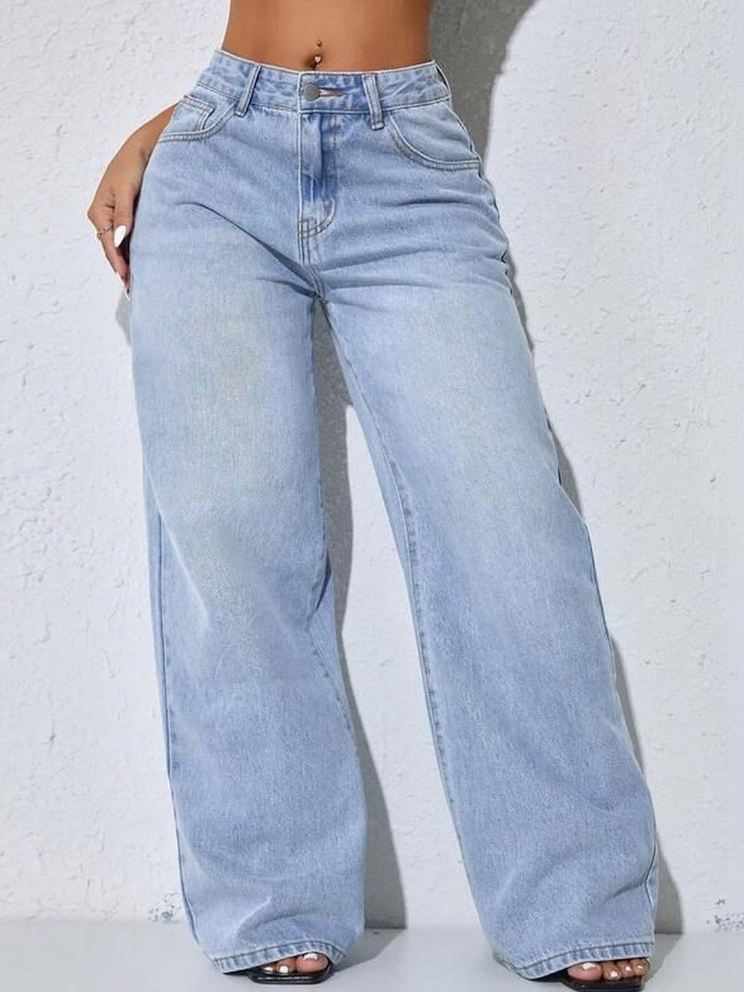 DressBerry Women Comfort Wide Leg High-Rise Light Fade Acid Wash Stretchable Jeans - view 1