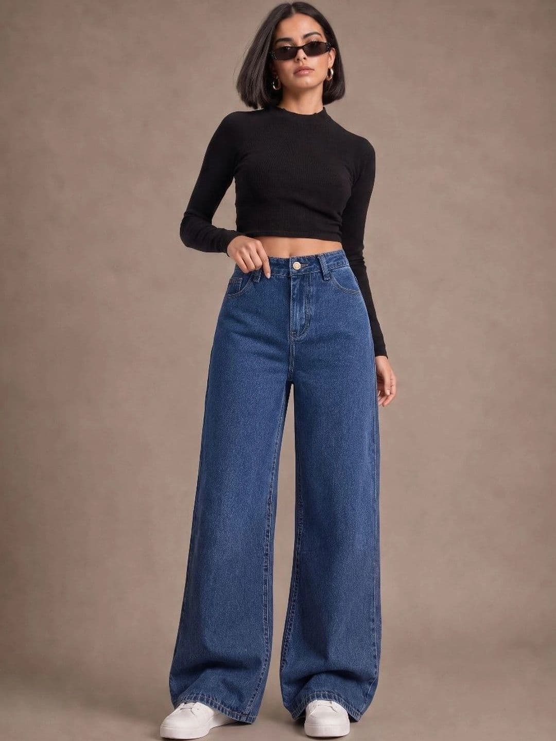 glitchez Women Comfort Wide Leg High-Rise Light Fade Stretchable Denim Jeans - view 1