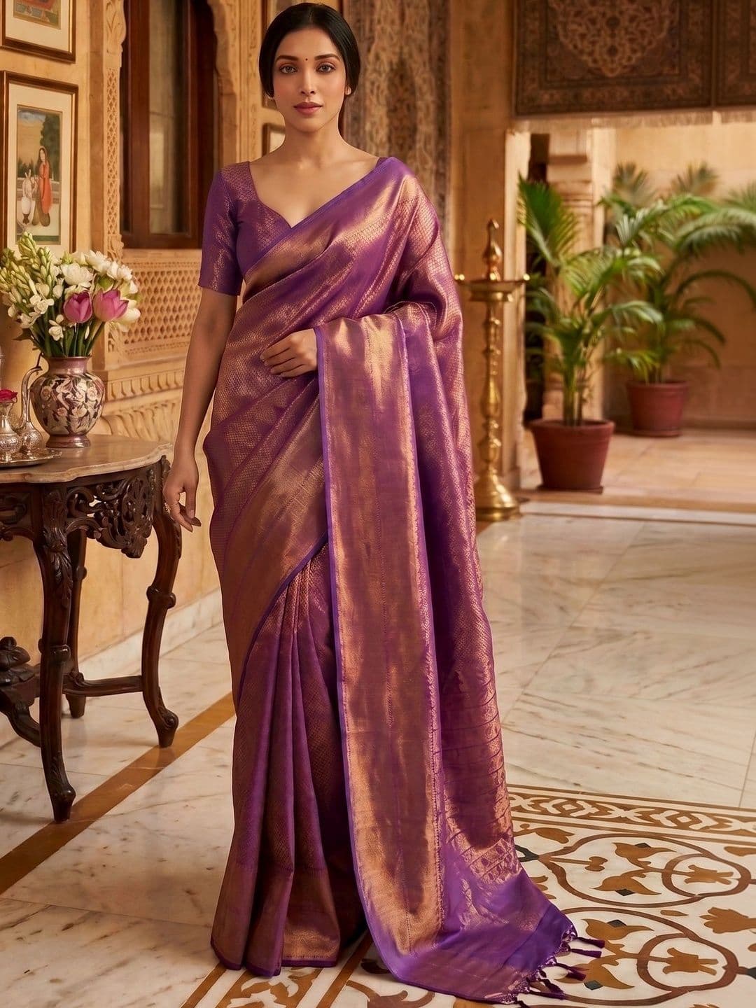Zankhi Hosiery Woven Design Zari Art Silk Banarasi Saree - view 1
