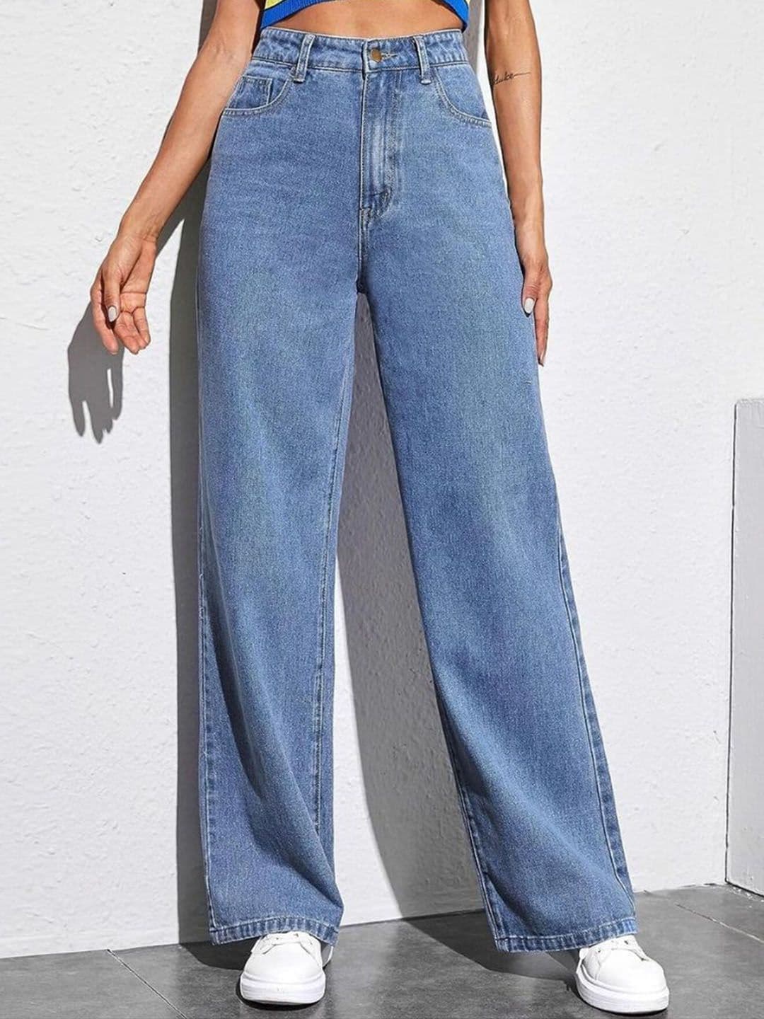 DressBerry Women Comfort Straight Fit High-Rise Light Fade Acid Wash Stretchable Jeans - view 1