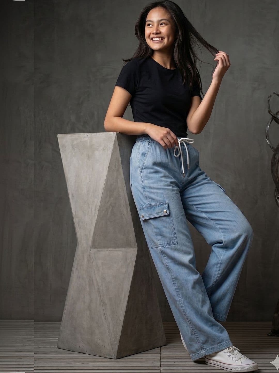 DressBerry Women Twiggy Wide Leg High-Rise Light Fade Stretchable Jeans - view 1
