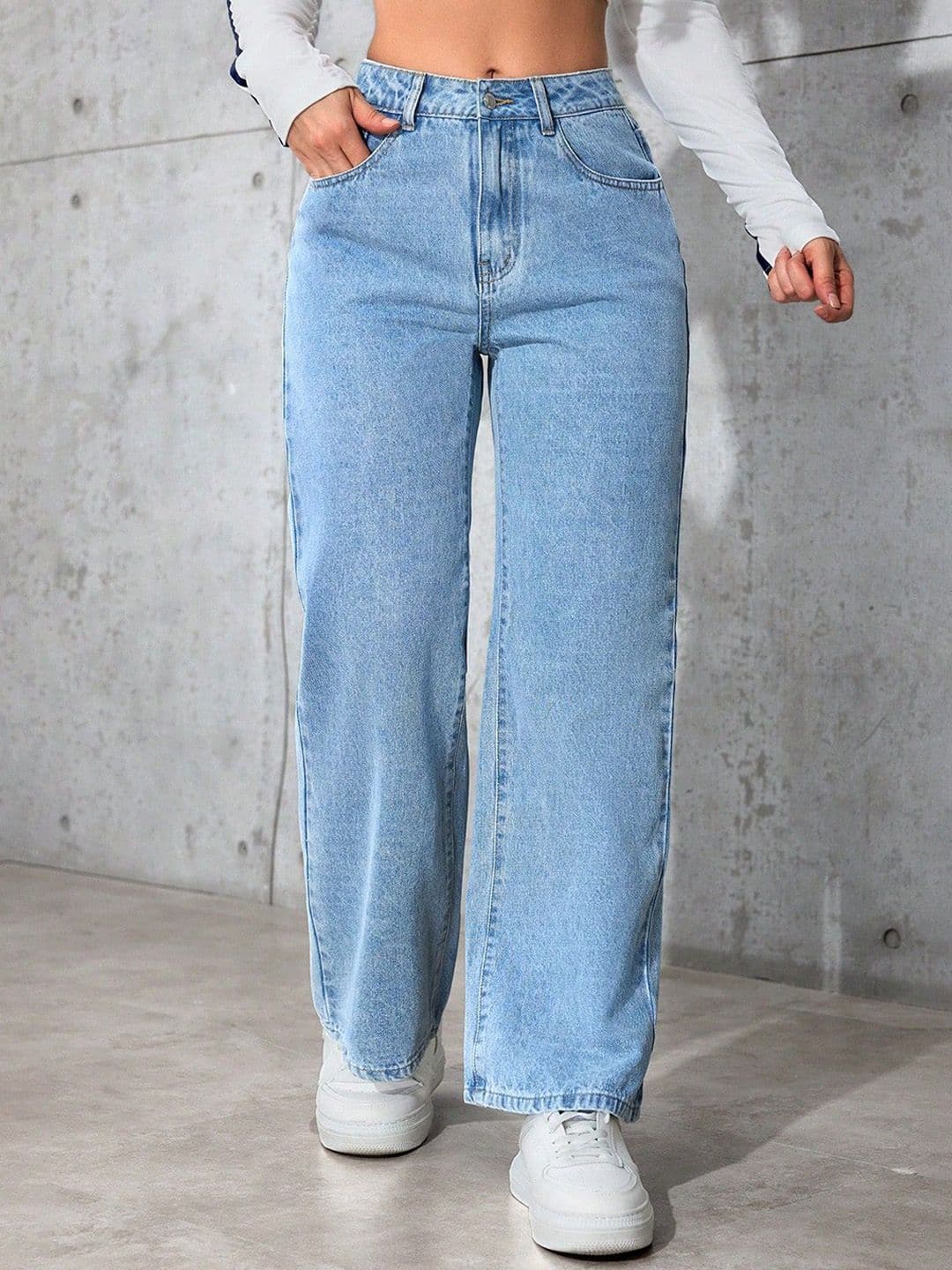 DressBerry Women Comfort Straight Fit High-Rise Light Fade Acid Wash Stretchable Jeans - view 1