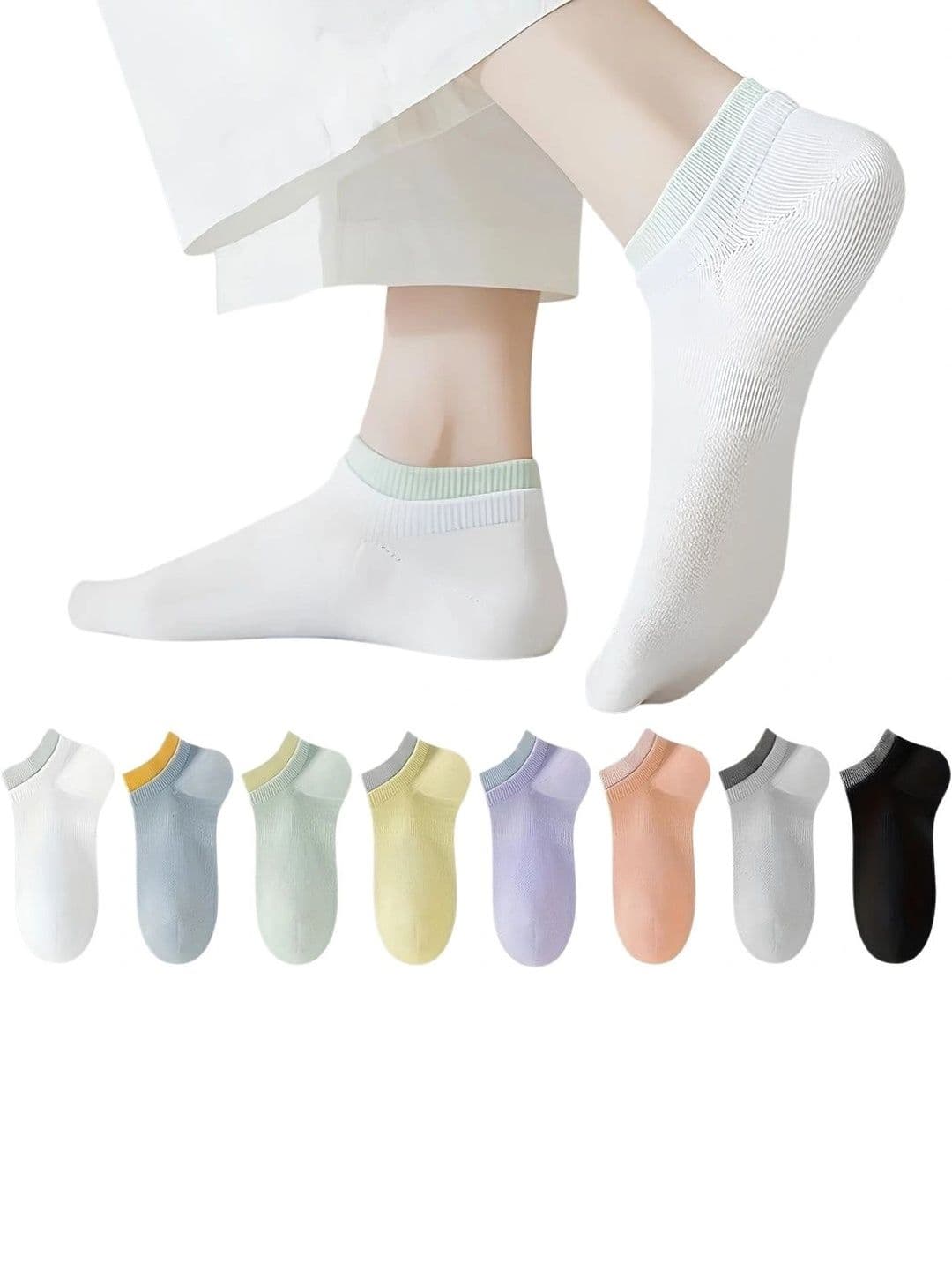 Moda Rapido Men Pack of 8 Cotton Blend Colourblocked Ankle Length Socks - view 1