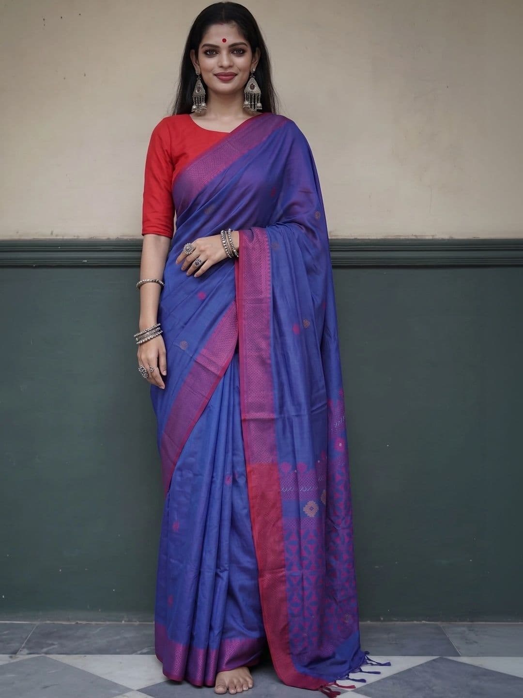 you shop we ship Woven Design Zari Art Silk Banarasi Saree With Blouse Piece - view 1