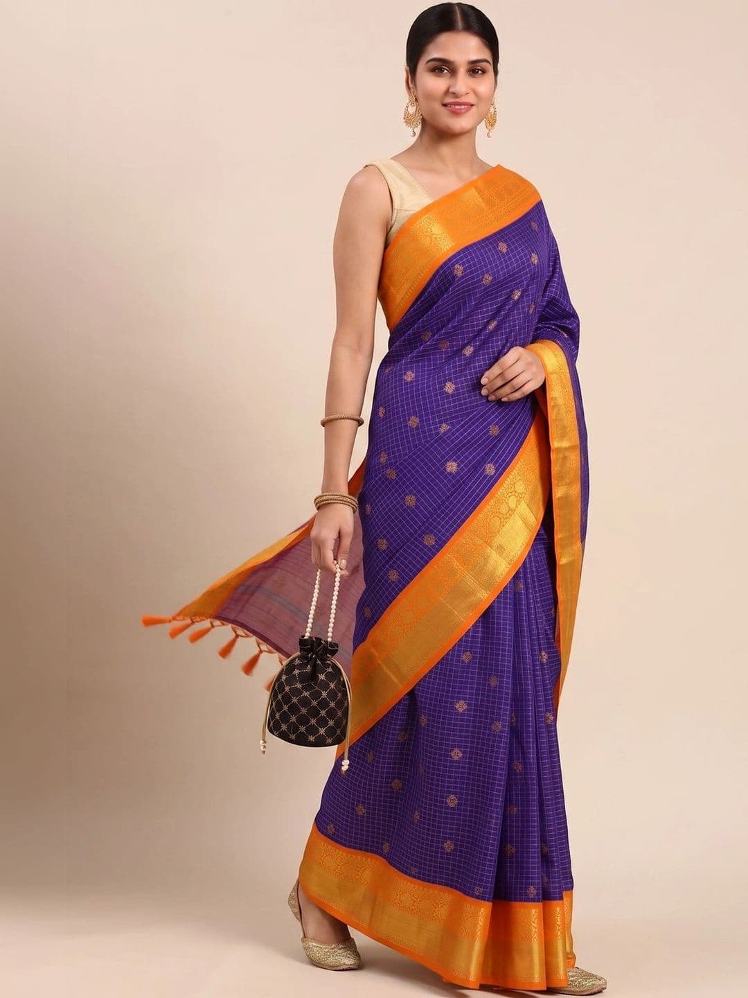 yourwish Women Woven Design Zari Silk Blend Fusion Banarasi Saree - view 1