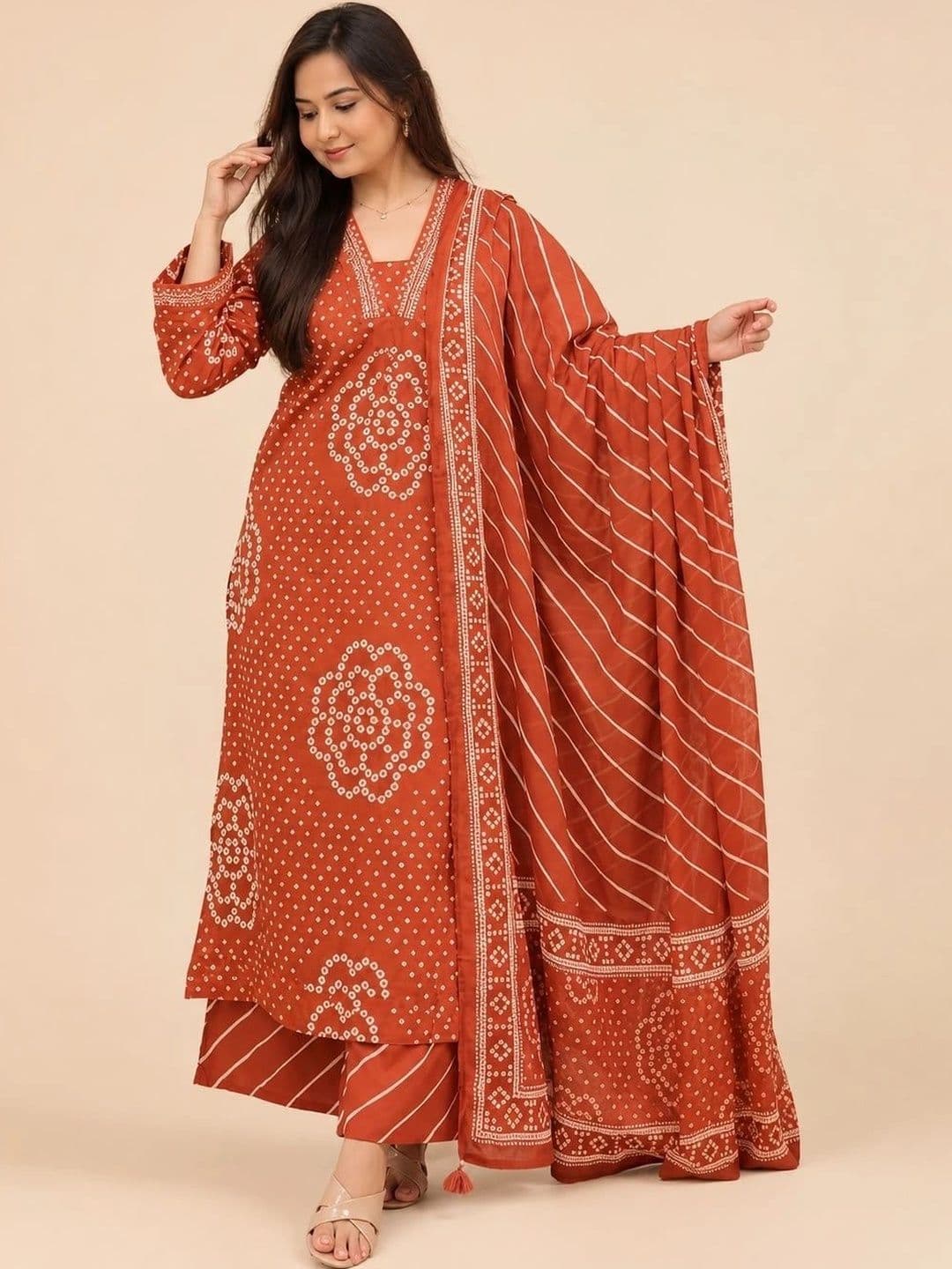 Ansgarments Women Ethnic Motifs Printed Regular Kurta with Palazzos & With Dupatta - view 1