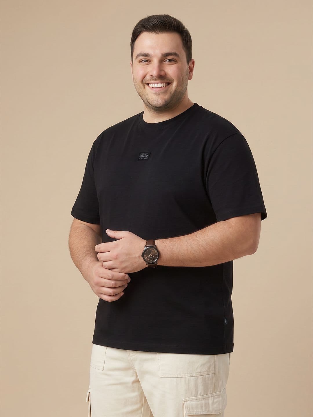 Sztori Plus Size Brand Logo Pure Cotton T-shirt - view 1