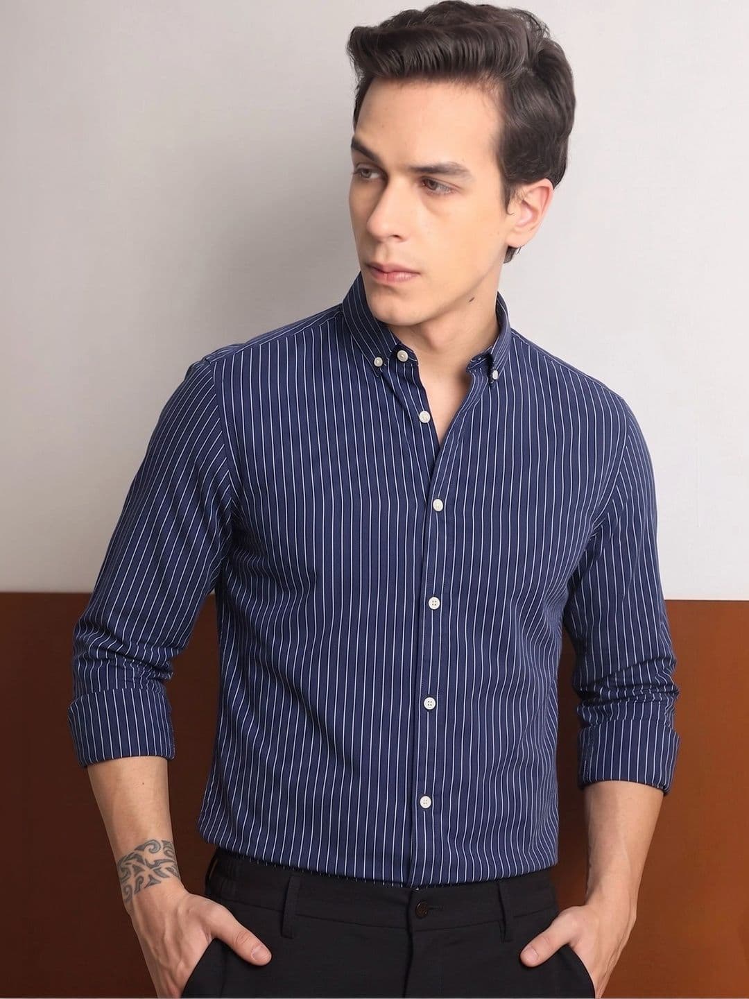 URBANICE Men Premium Slim Fit Striped Casual Shirt - view 1
