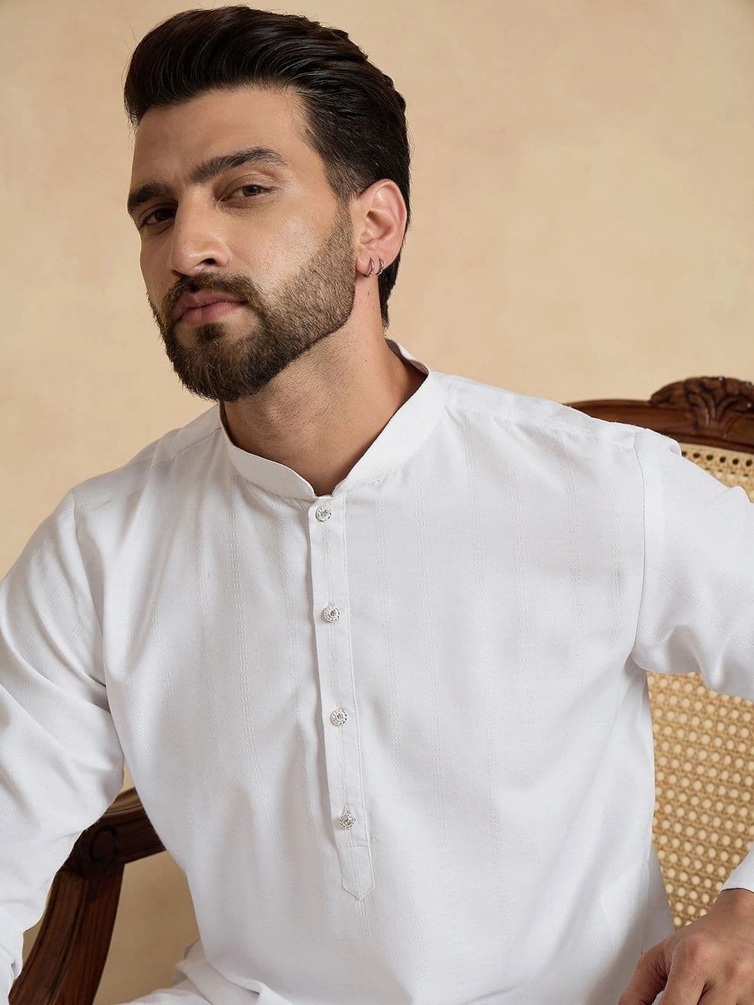 House of Pataudi Mandarin Collar Calf Length Straight Kurta - view 1