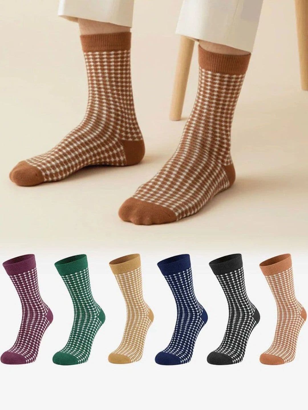 Moda Rapido Men Pack of 6 Checked Calf Length Socks - view 1