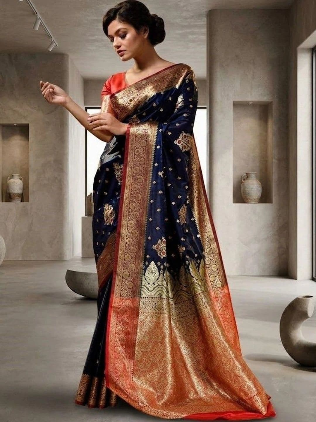 FASHIONIZO Woven Design Zari Art Silk Banarasi Saree - view 1