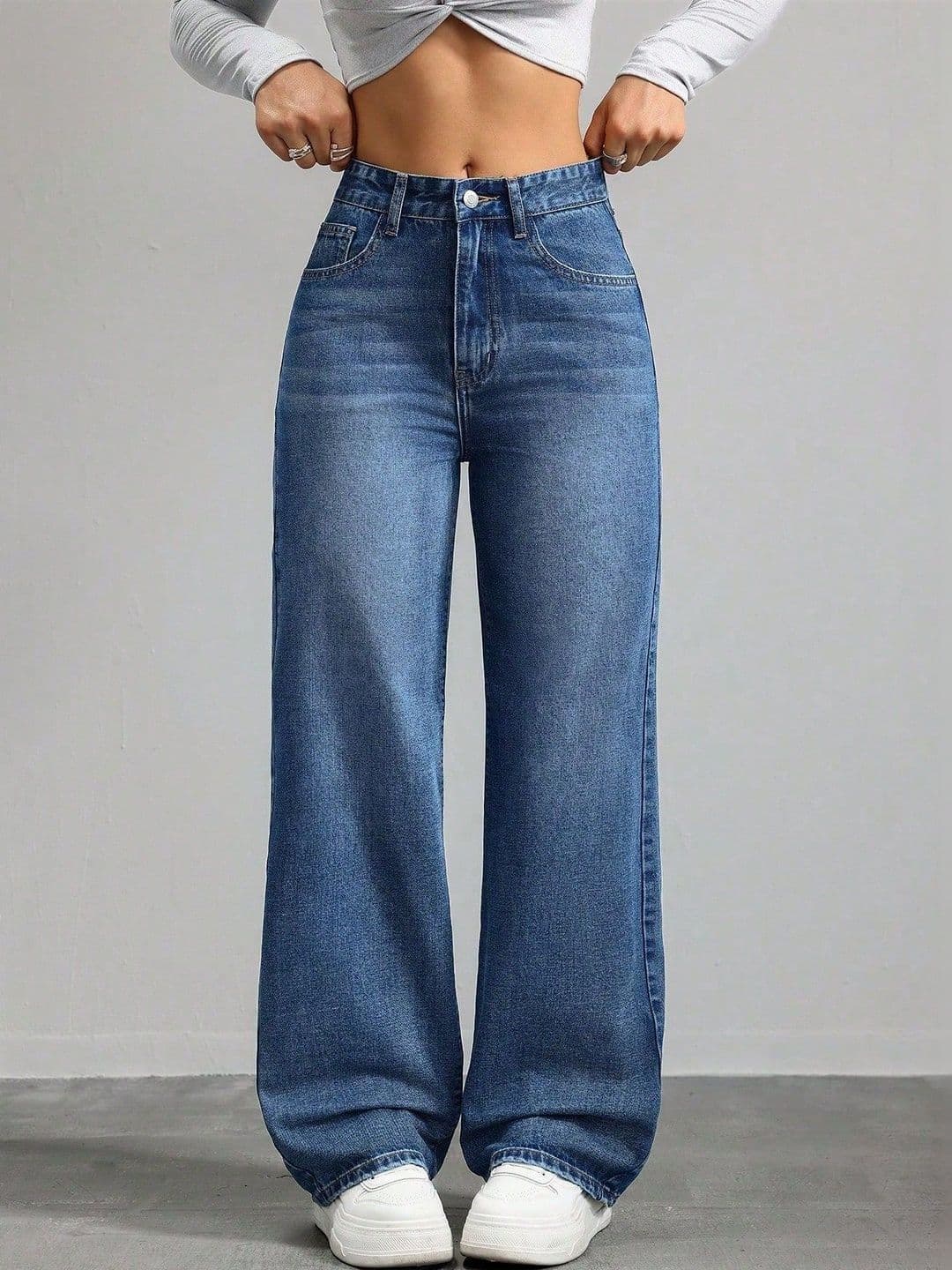 DressBerry Women Comfort Straight Fit High-Rise Light Fade Acid Wash Stretchable Jeans - view 1