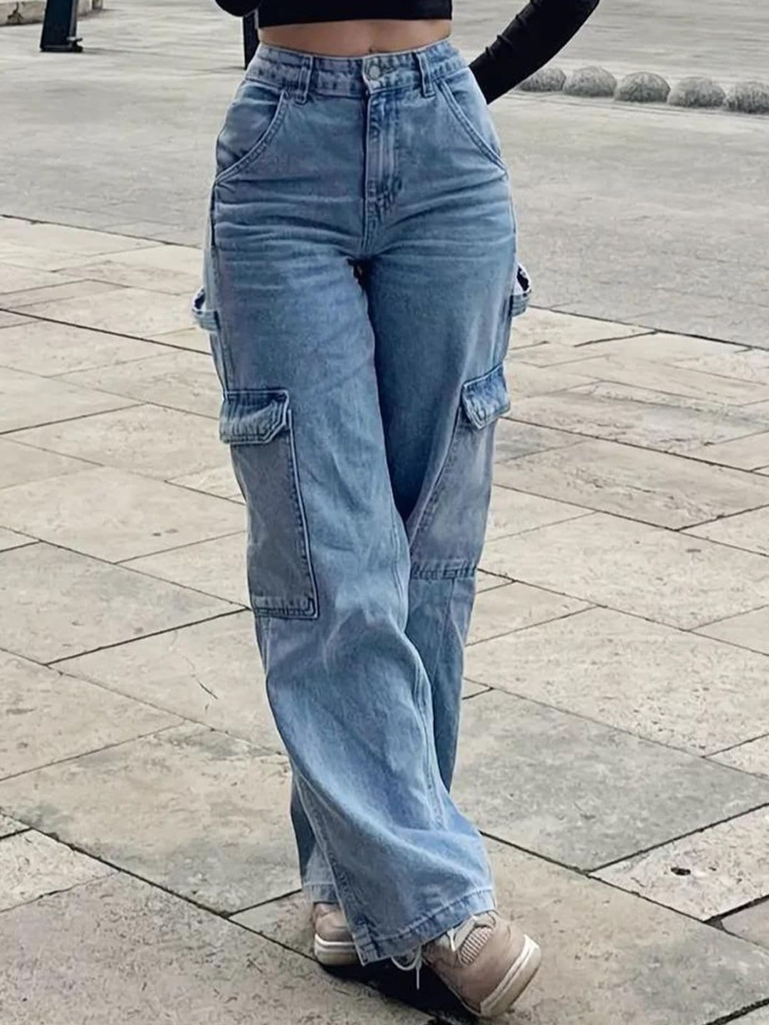 DressBerry Women Comfort Wide Leg High-Rise Light Fade Acid Wash Stretchable Jeans - view 1