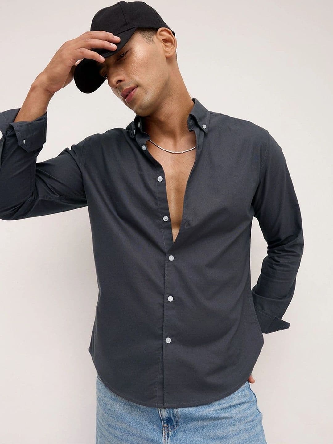 VASTRADO Elegant Pruple Button-Down Collar Oxford Shirt - view 1