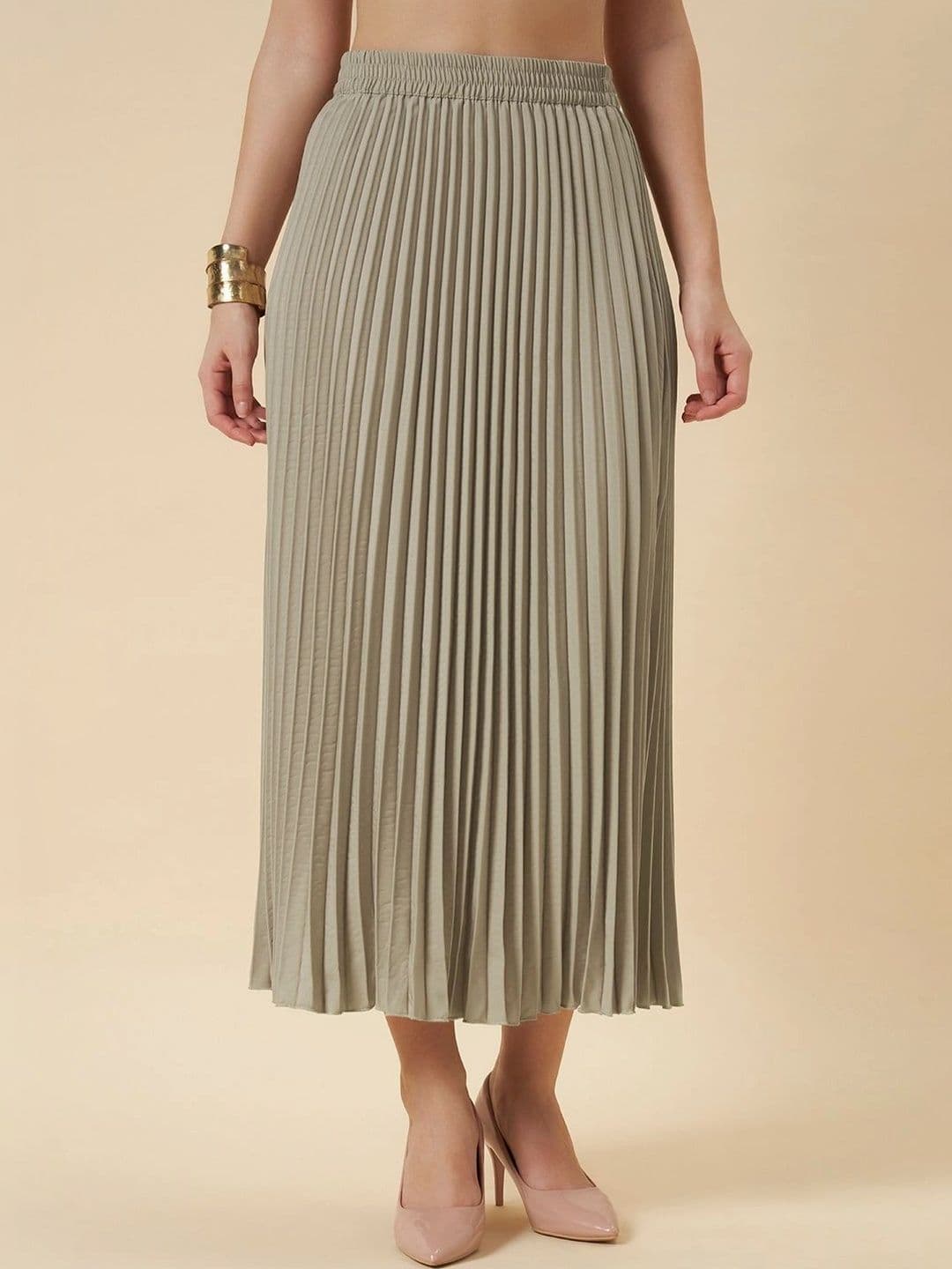 Chemistry Women Crepe Accordion Pleated Midi Flared Skirt - view 1